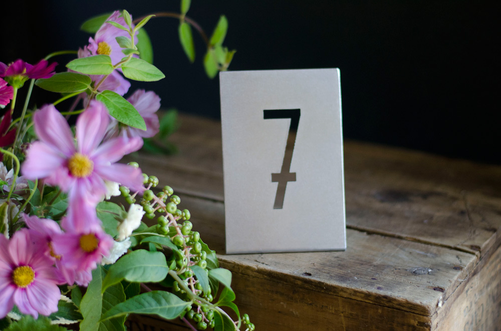 modern rustic metal industrial wedding table numbers