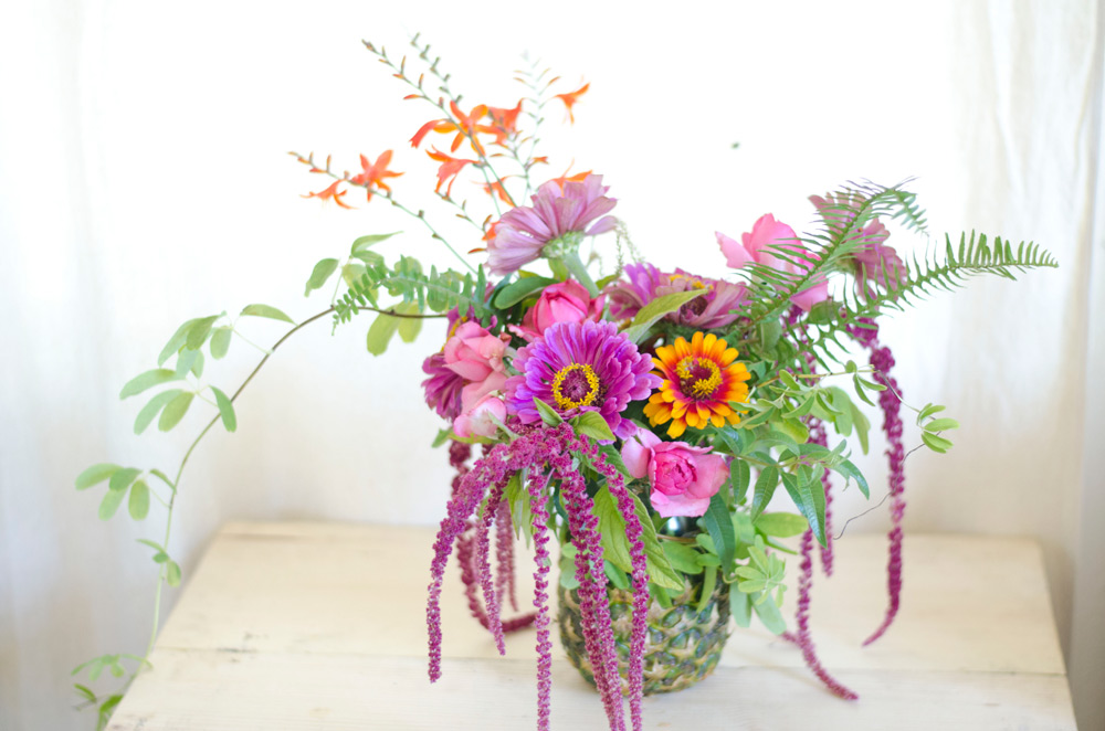 pineapple arrangement, verbena, elopement