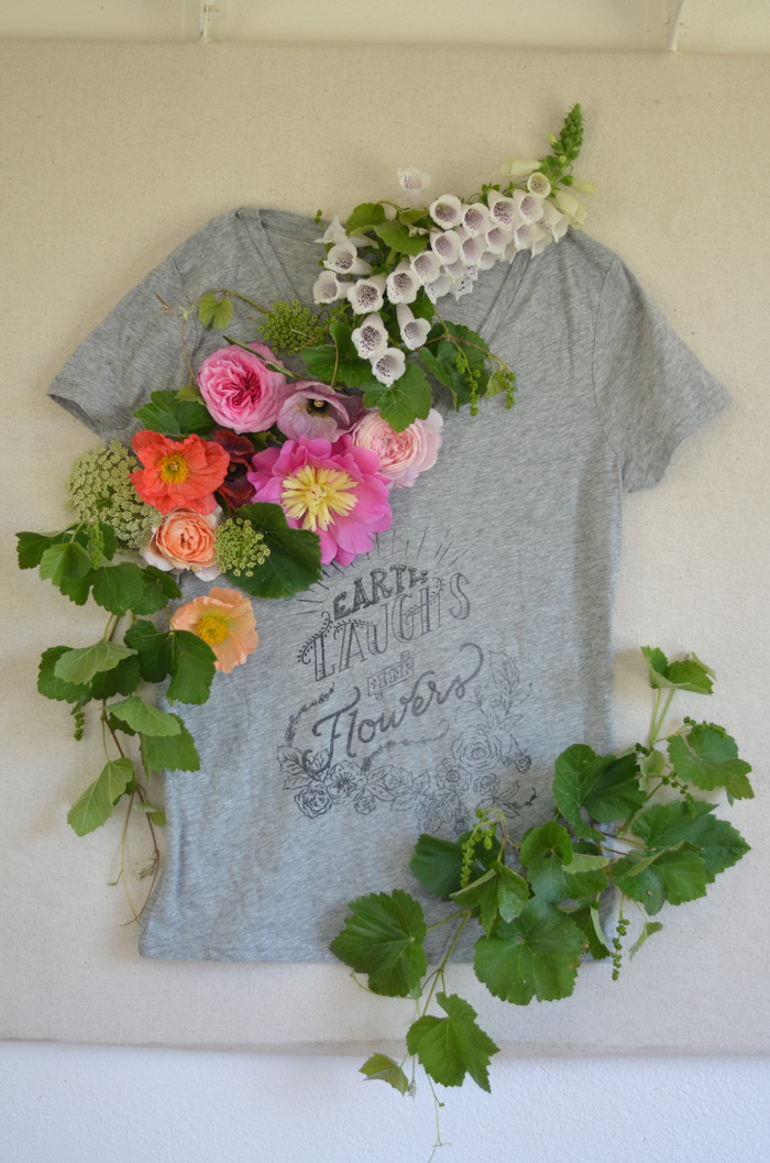 earth laughs in flowers tshirt handmade for farmer florist